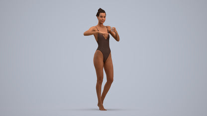 3D people model woman pool, scanned human for 3ds Max rendering, standing pose render
