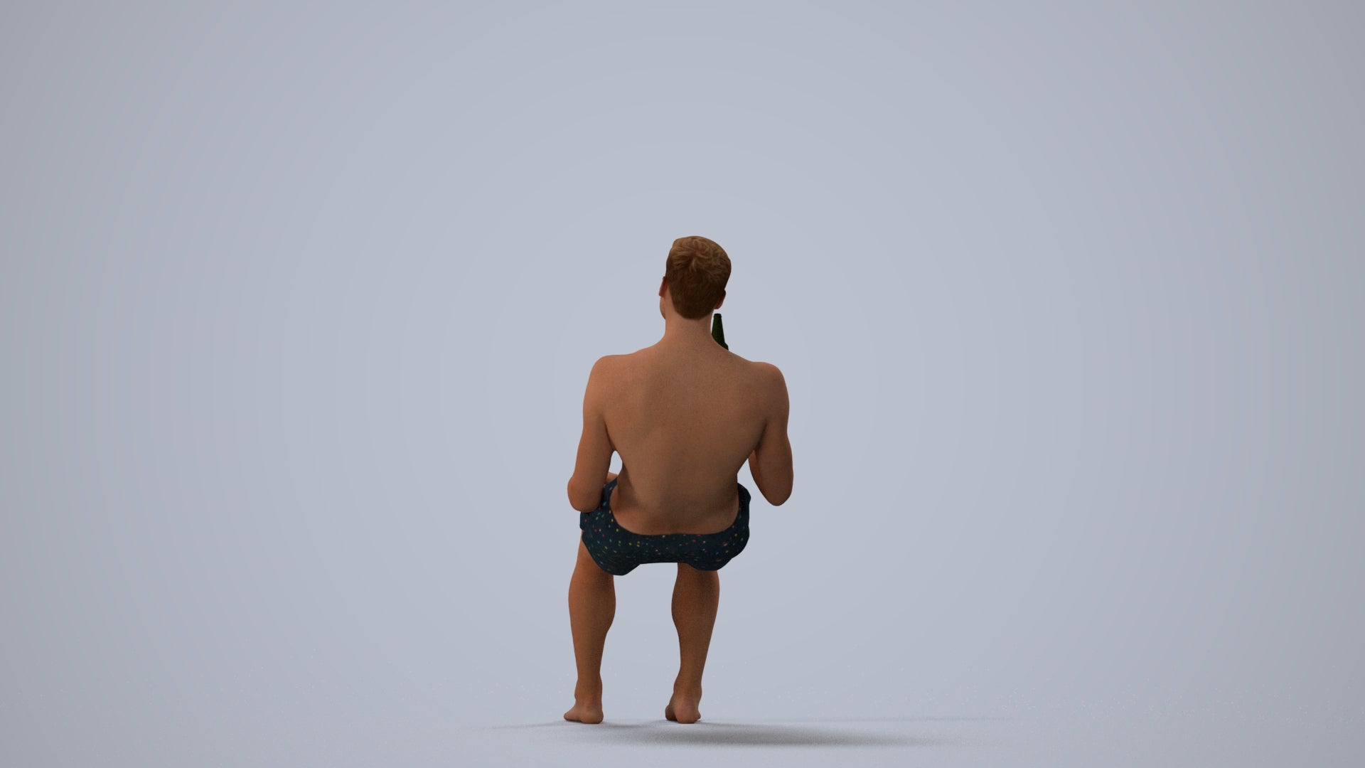 3D scanned man pool, photorealistic archviz people for Enscape and SketchUp, three-quarter view render