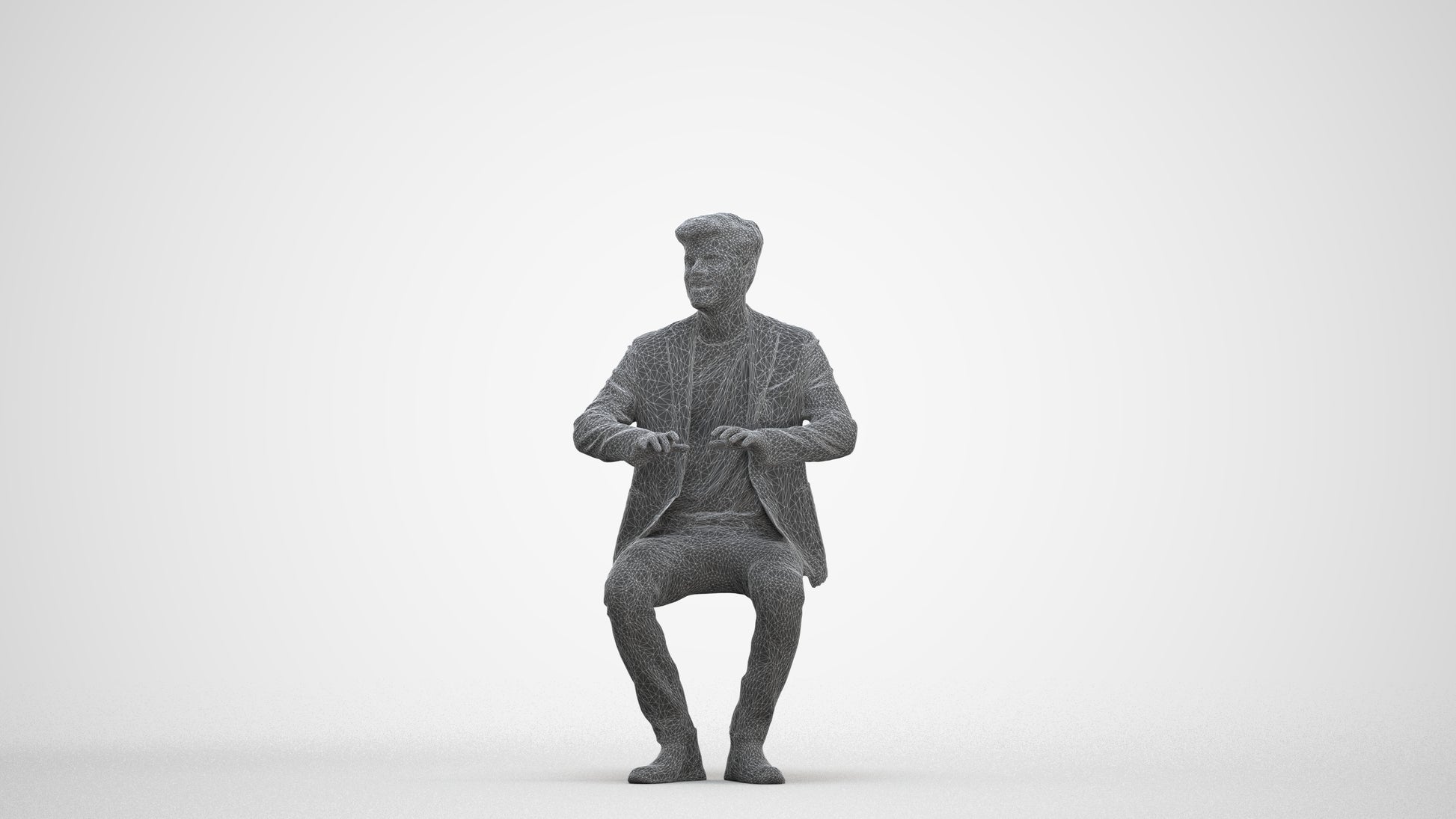 realistic 3D people man business sitting, render-ready for V-Ray and Corona, FBX OBJ, three-quarter front view render