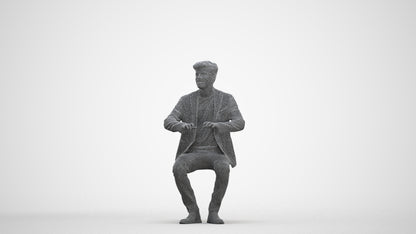 realistic 3D people man business sitting, render-ready for V-Ray and Corona, FBX OBJ, three-quarter front view render