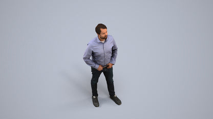 3D scanned man standing business, photorealistic archviz people for Enscape and SketchUp, back view render