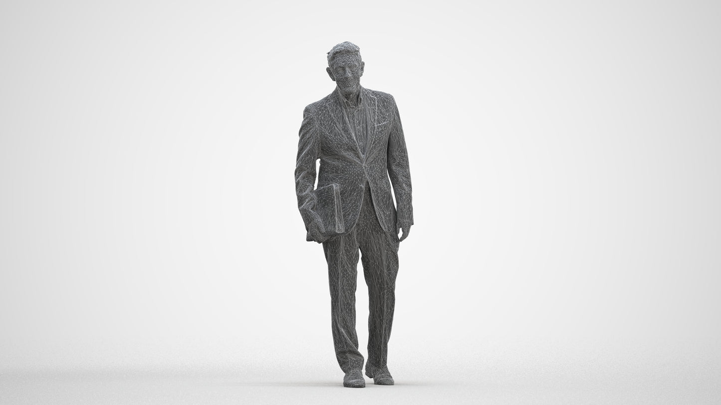 realistic 3D senior man business, scanned archviz people for Blender and 3ds Max, three-quarter front view render