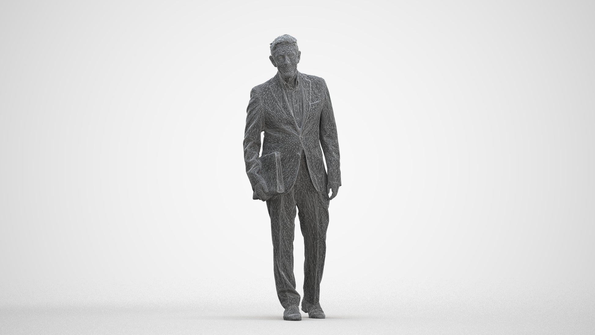 realistic 3D senior man business, scanned archviz people for Blender and 3ds Max, three-quarter front view render