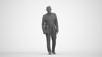 realistic 3D senior man business, scanned archviz people for Blender and 3ds Max, three-quarter front view render