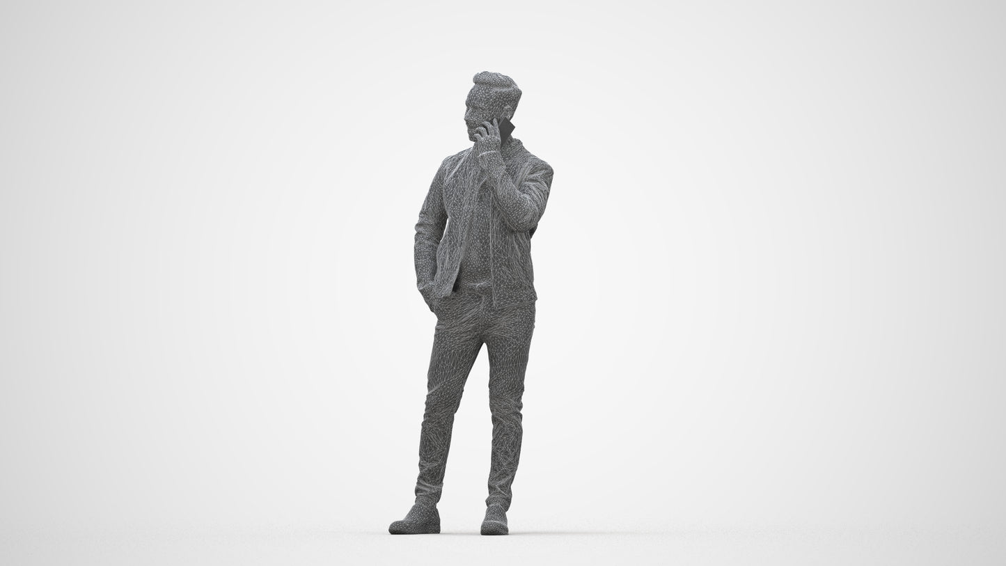 photogrammetry 3D man business standing, realistic human model archviz FBX, wireframe back view