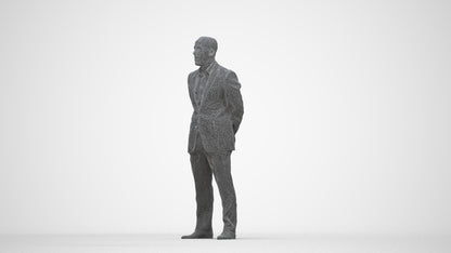 3D scanned man business, photorealistic archviz people for Enscape and SketchUp, wireframe back view
