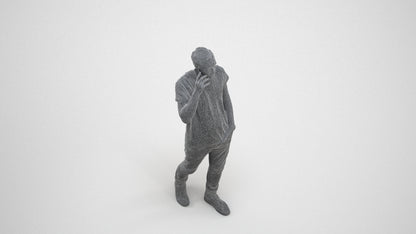 scanned 3D man casual walking, photogrammetry people for Enscape and V-Ray, wireframe three-quarter view
