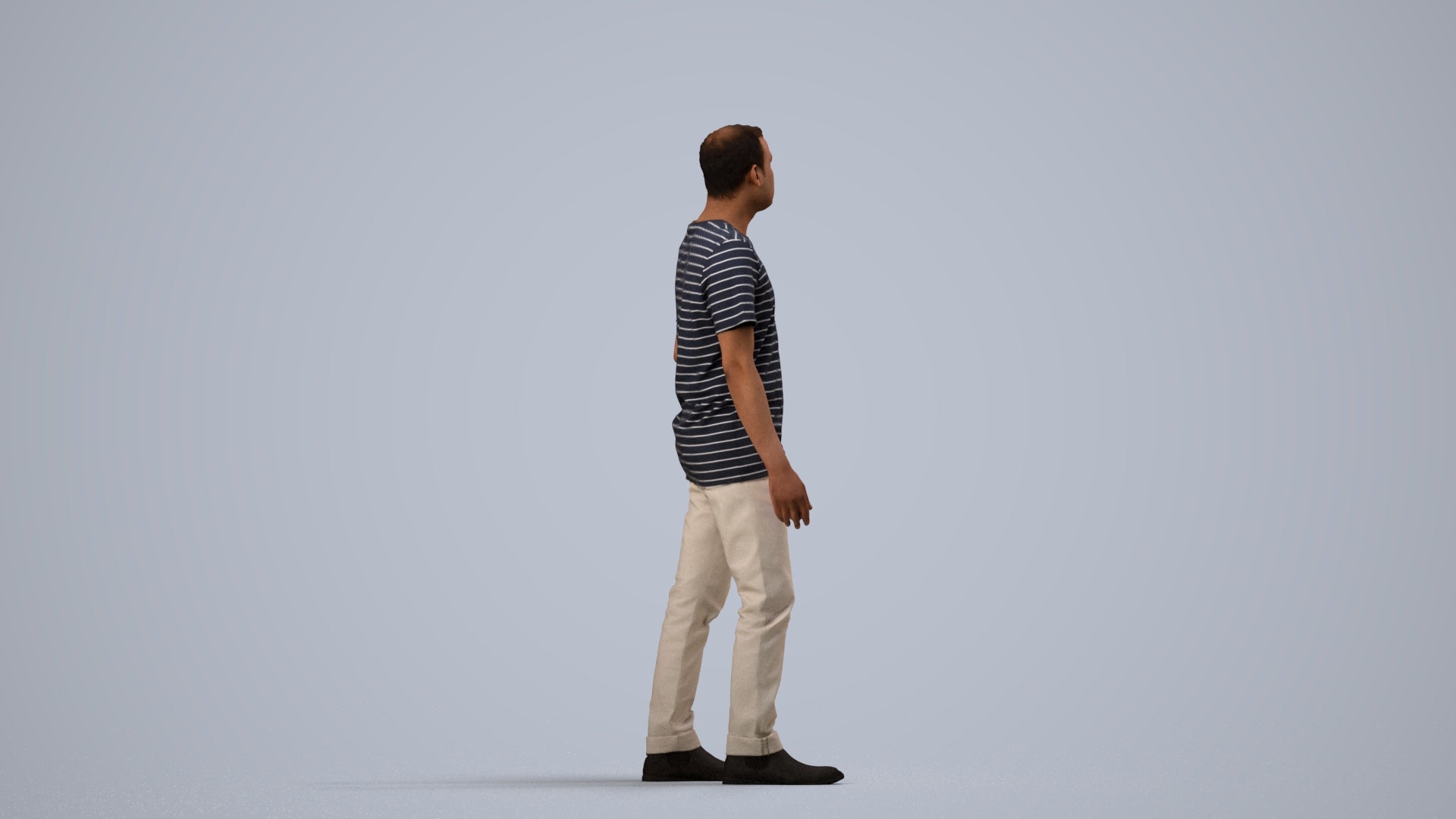 scanned 3D man casual walking, photogrammetry people for Enscape and V-Ray, side view render