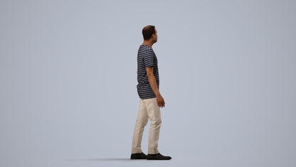 scanned 3D man casual walking, photogrammetry people for Enscape and V-Ray, side view render