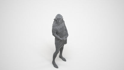 photogrammetry 3D senior woman casual standing, realistic human model archviz FBX, wireframe three-quarter view