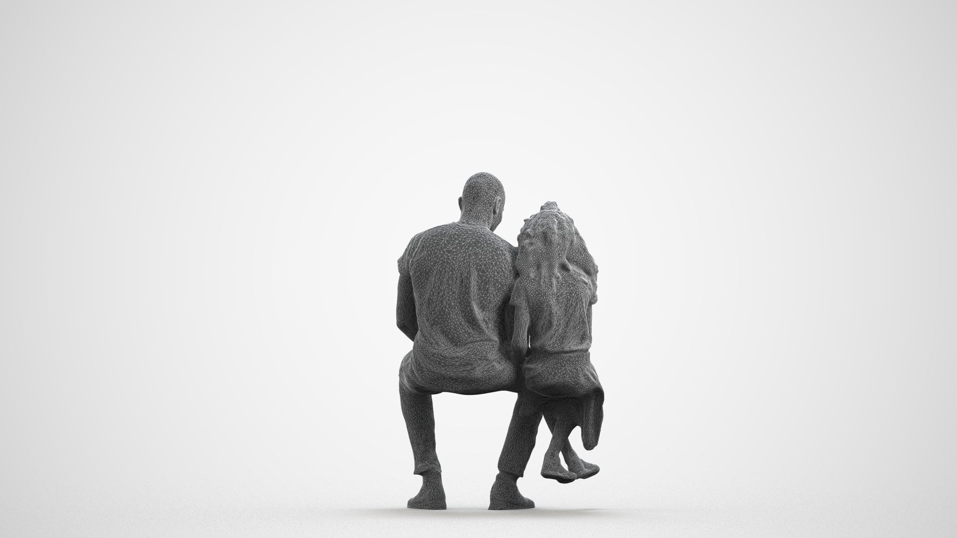 3D people model girl casual kids, scanned human for 3ds Max rendering, wireframe front view
