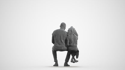 3D people model girl casual kids, scanned human for 3ds Max rendering, wireframe front view