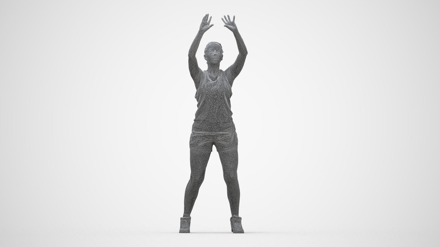 realistic 3D woman sport, scanned archviz people for Blender and 3ds Max, wireframe back view