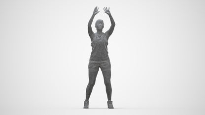 realistic 3D woman sport, scanned archviz people for Blender and 3ds Max, wireframe back view