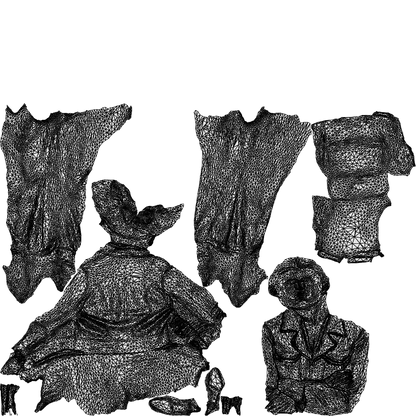 3D human model woman business standing, photogrammetry scanned person for archviz, wireframe top-down view