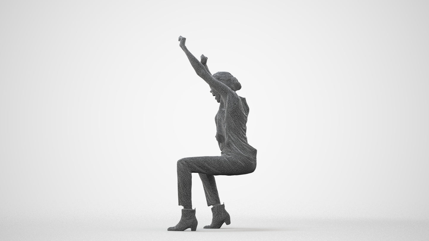 realistic 3D people woman casual sitting, render-ready for V-Ray and Corona, FBX OBJ, square thumbnail