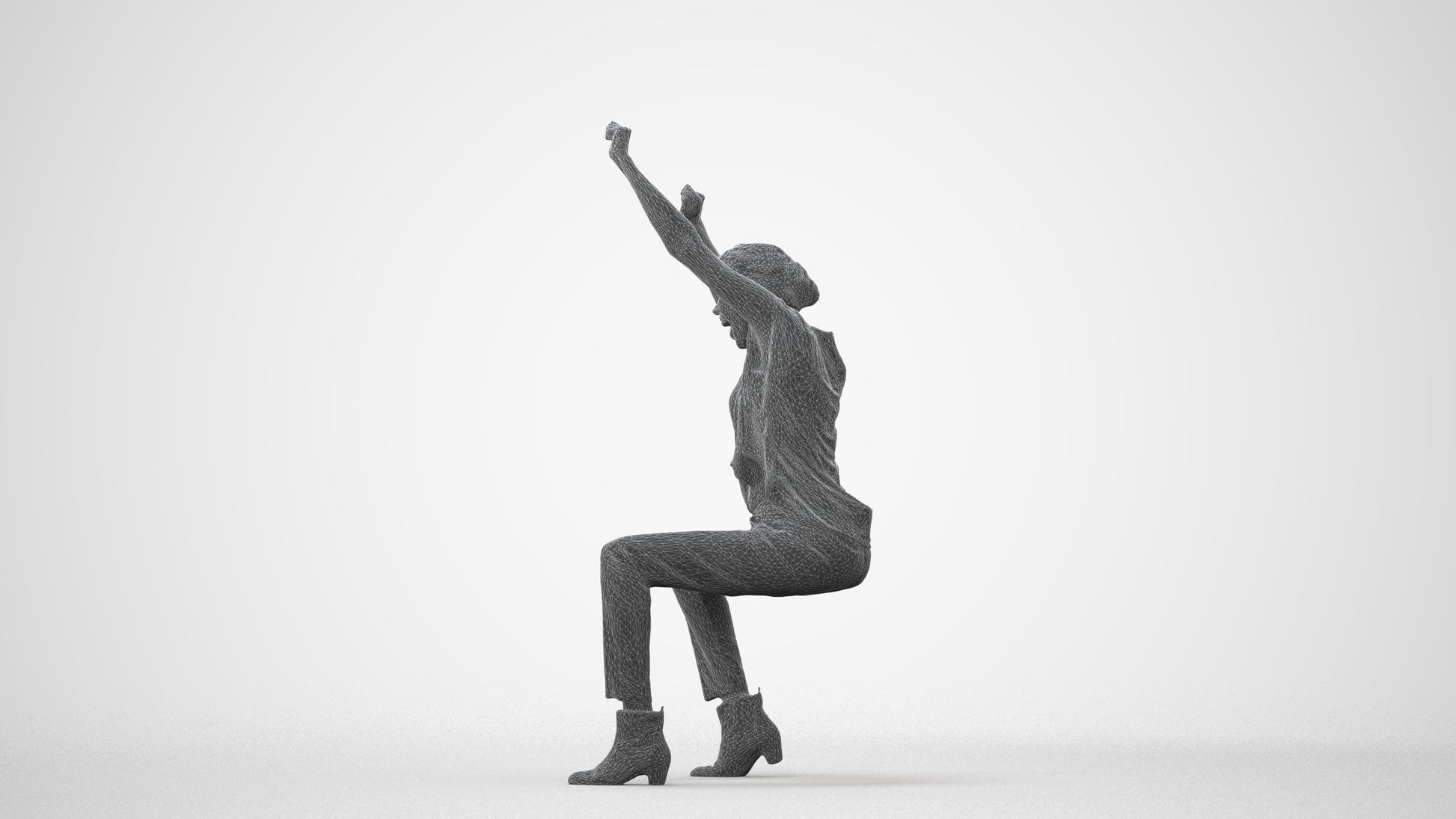 realistic 3D people woman casual sitting, render-ready for V-Ray and Corona, FBX OBJ, square thumbnail