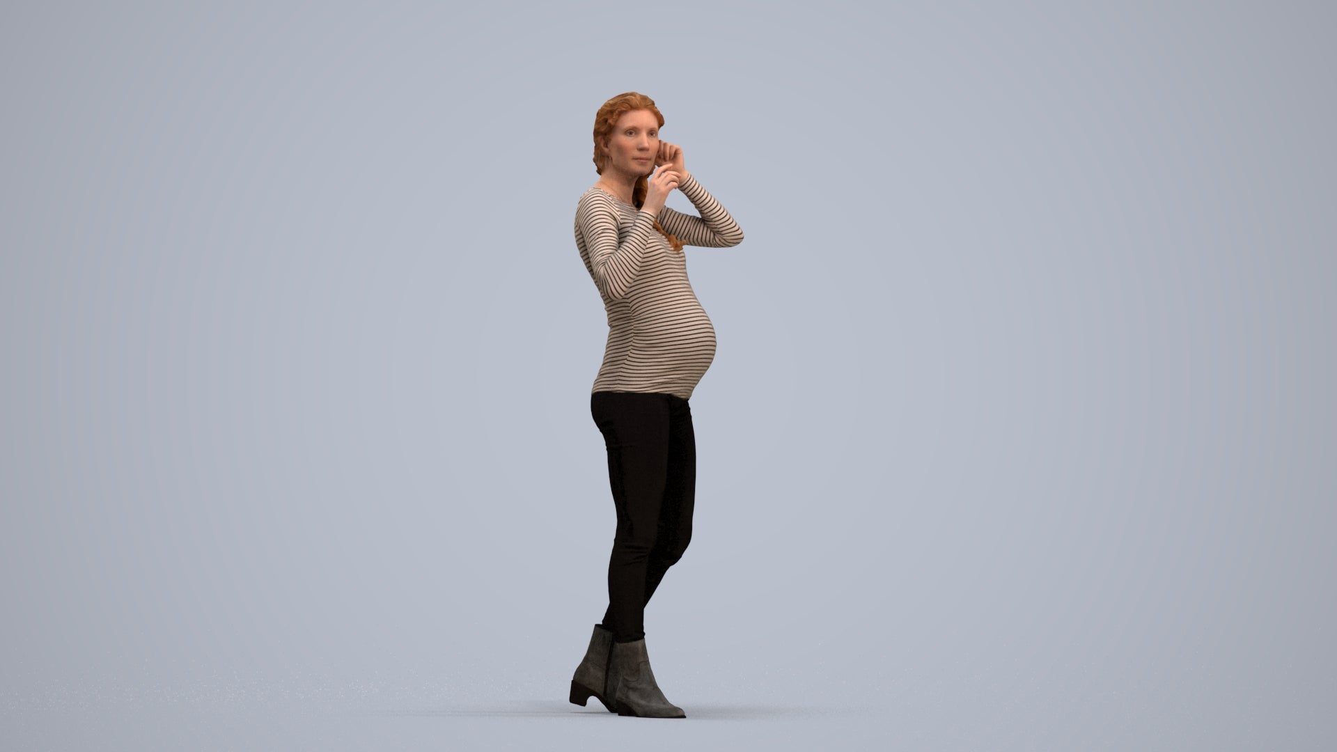 realistic 3D human woman casual walking, archviz people FBX OBJ for Blender, standing pose render