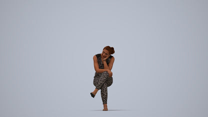realistic 3D woman casual sitting, scanned archviz people for Blender and 3ds Max, top-down view render
