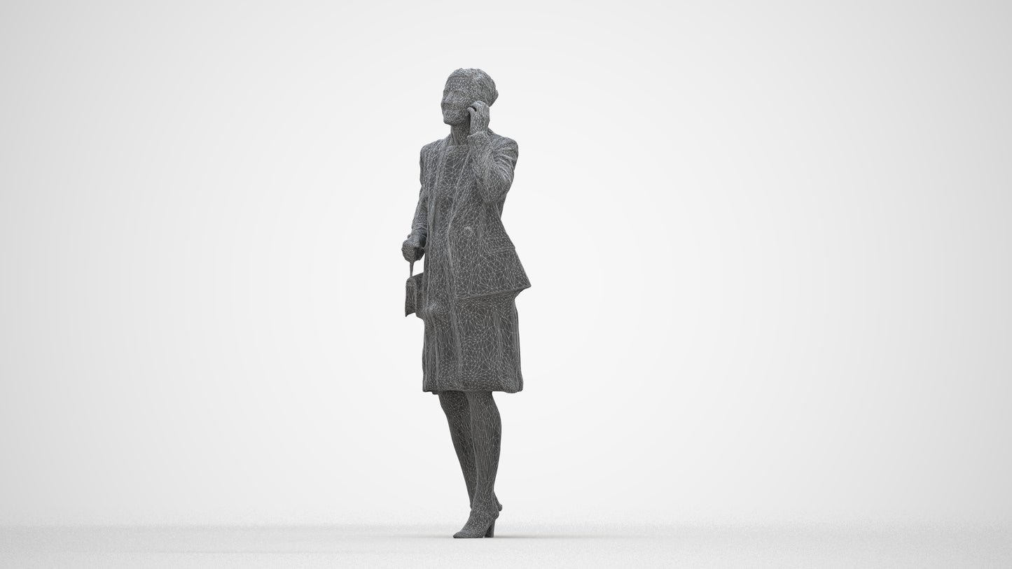 photogrammetry 3D woman business, realistic human model archviz FBX, wireframe back view