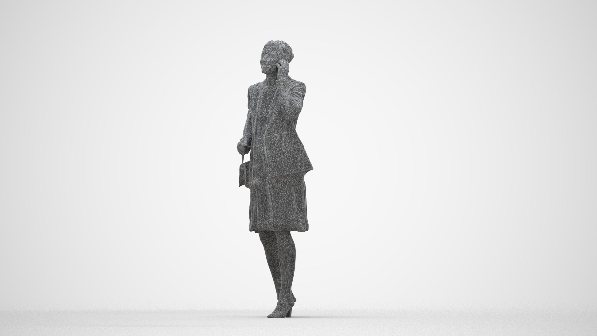 photogrammetry 3D woman business, realistic human model archviz FBX, wireframe back view