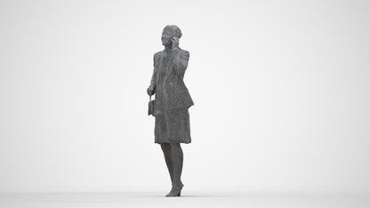 photogrammetry 3D woman business, realistic human model archviz FBX, wireframe back view