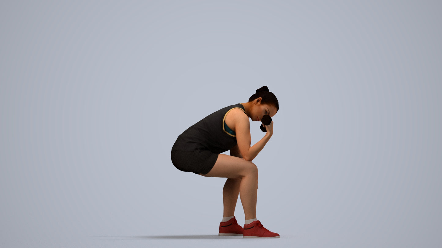 realistic 3D people woman sport, render-ready for V-Ray and Corona, FBX OBJ, side view render