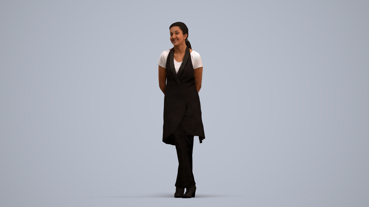 scanned 3D woman hospitality, photogrammetry people for Enscape and V-Ray, standing pose render