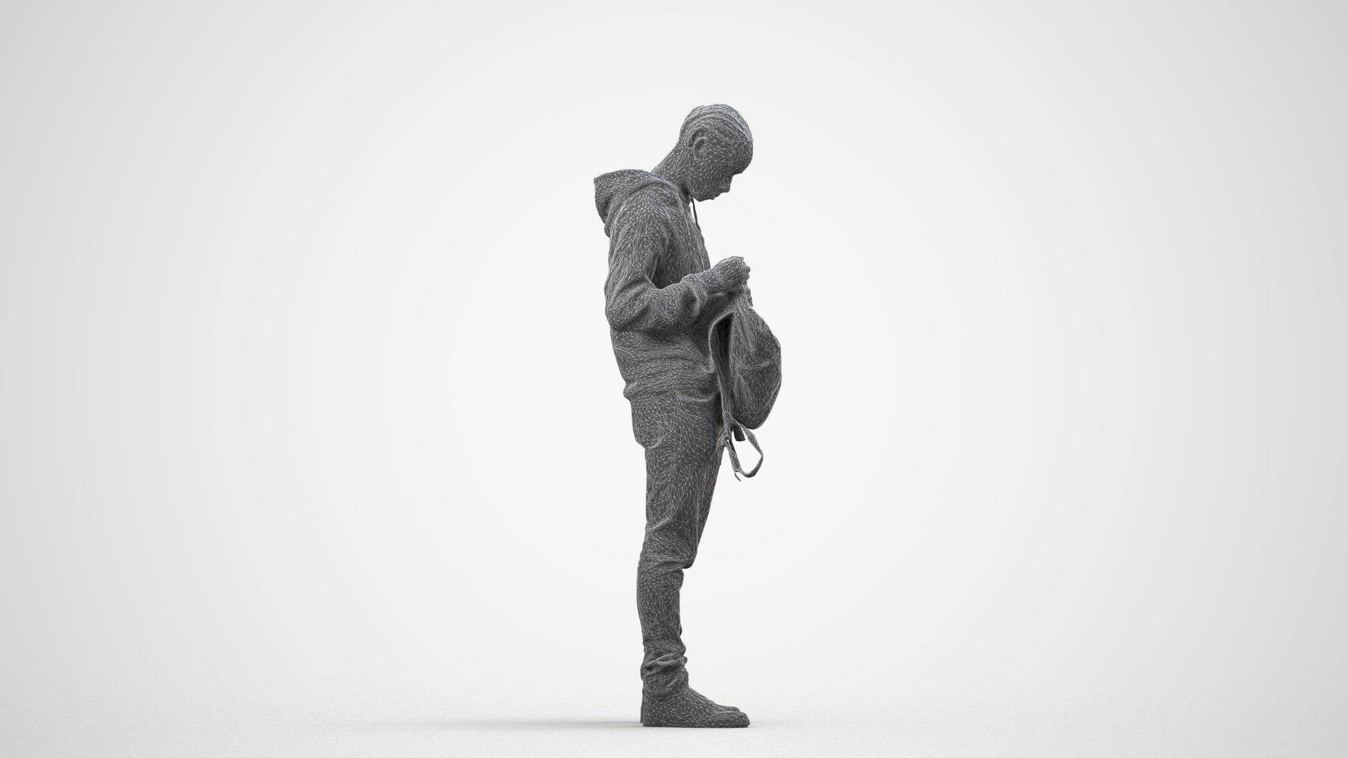 photogrammetry 3D boy casual kids, realistic human model archviz FBX, wireframe side view