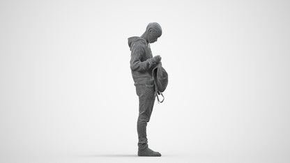 photogrammetry 3D boy casual kids, realistic human model archviz FBX, wireframe side view