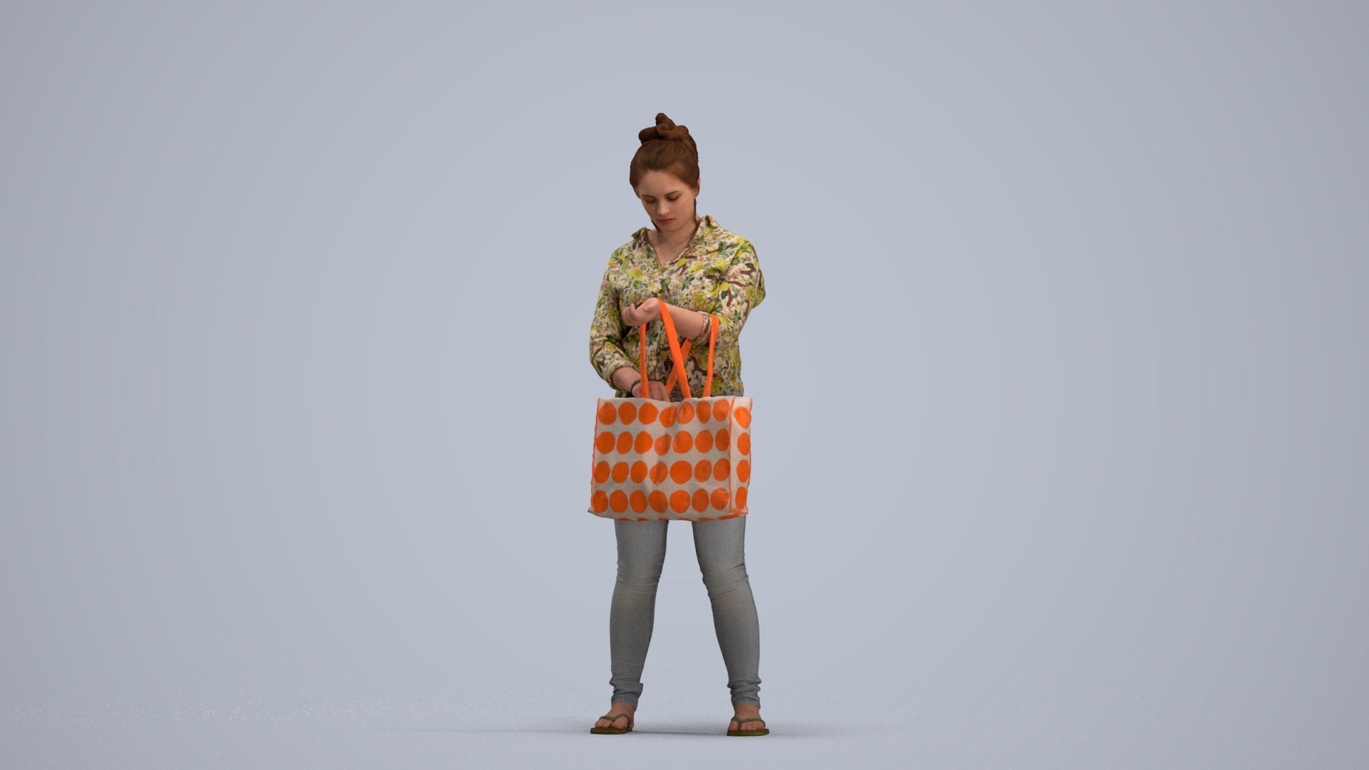 realistic 3D people woman formal shopping, render-ready for V-Ray and Corona, FBX OBJ, standing pose render