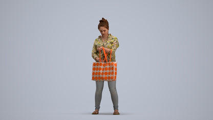 realistic 3D people woman formal shopping, render-ready for V-Ray and Corona, FBX OBJ, standing pose render
