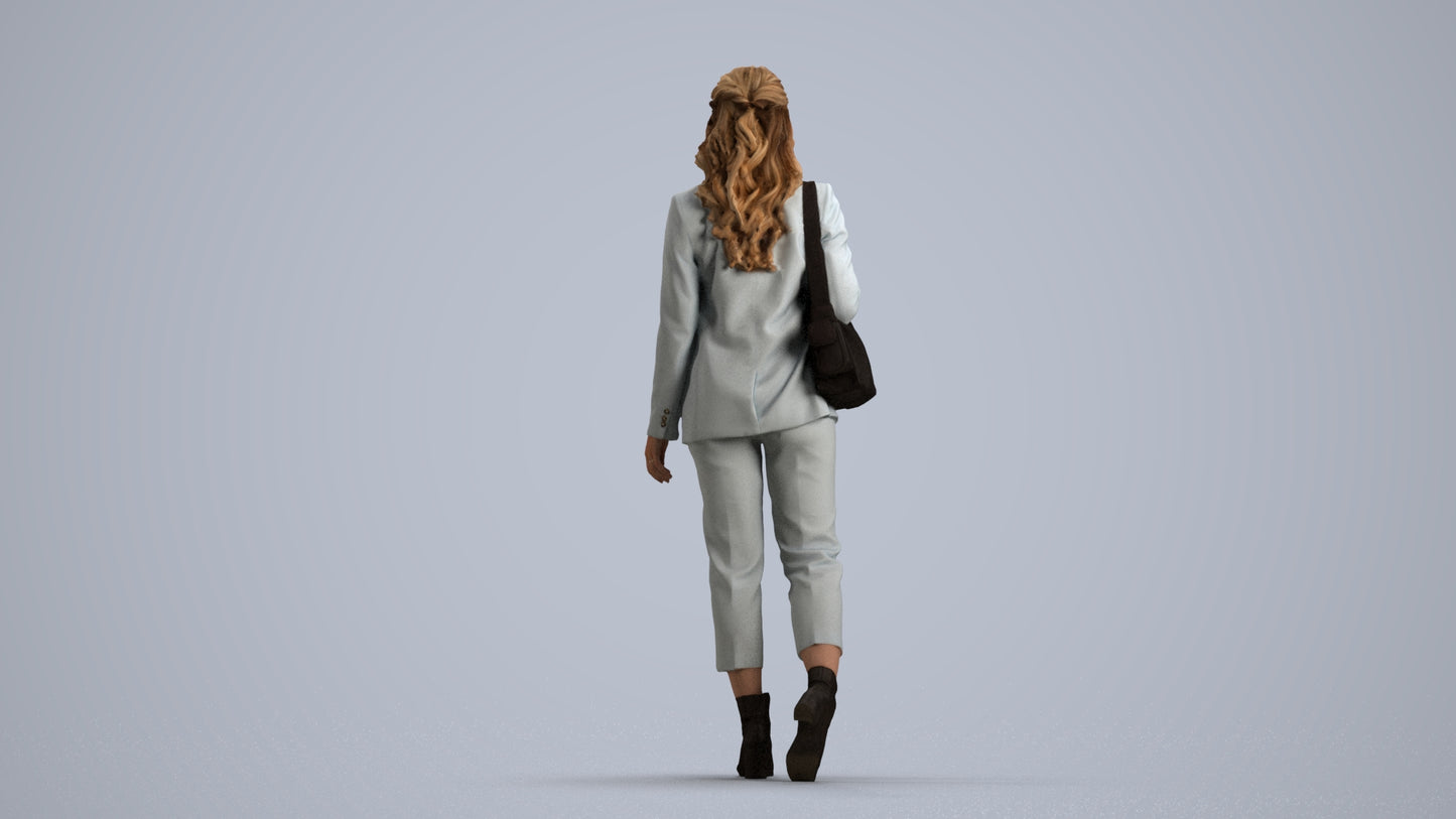 scanned 3D woman business walking, photogrammetry people for Enscape and V-Ray, front view render