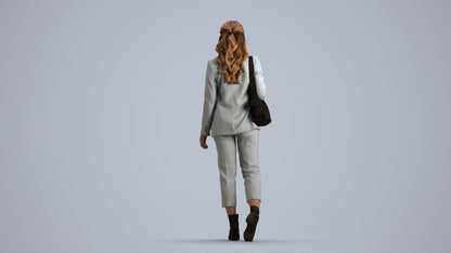 scanned 3D woman business walking, photogrammetry people for Enscape and V-Ray, front view render