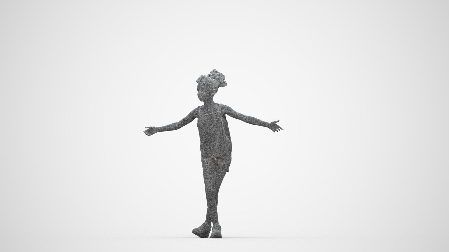 realistic 3D people girl sport kids, render-ready for V-Ray and Corona, FBX OBJ, wireframe back view