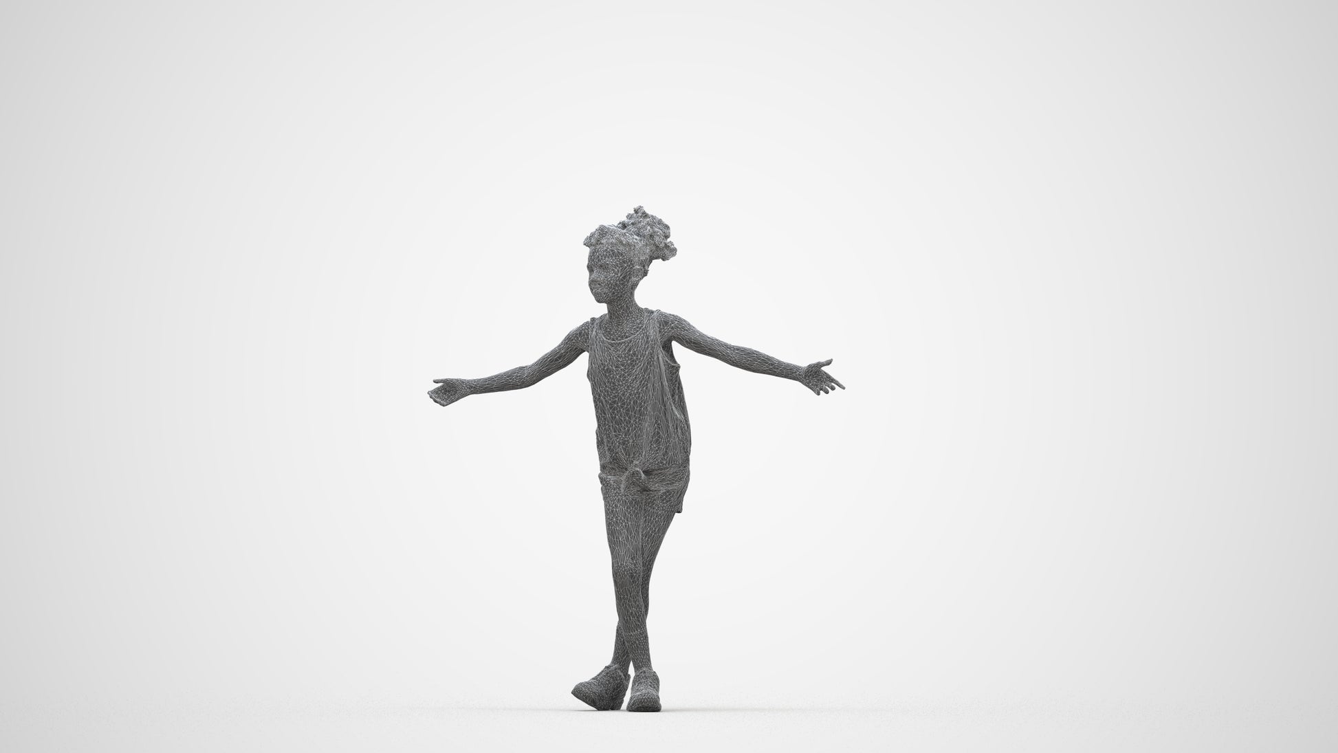 realistic 3D people girl sport kids, render-ready for V-Ray and Corona, FBX OBJ, wireframe back view