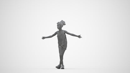 realistic 3D people girl sport kids, render-ready for V-Ray and Corona, FBX OBJ, wireframe back view