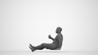 realistic 3D human man pool, archviz people FBX OBJ for Blender, wireframe back view