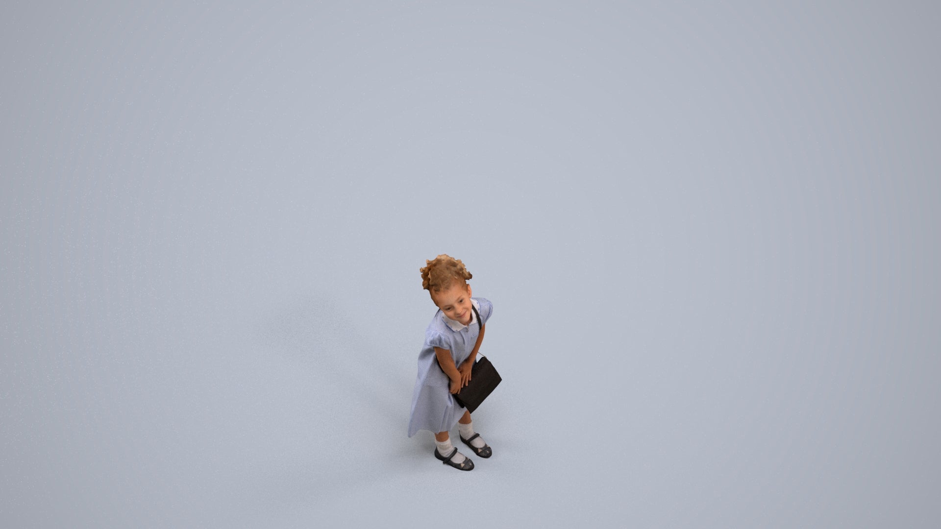 realistic 3D girl casual kids, scanned archviz people for Blender and 3ds Max, back view render