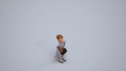 realistic 3D girl casual kids, scanned archviz people for Blender and 3ds Max, back view render