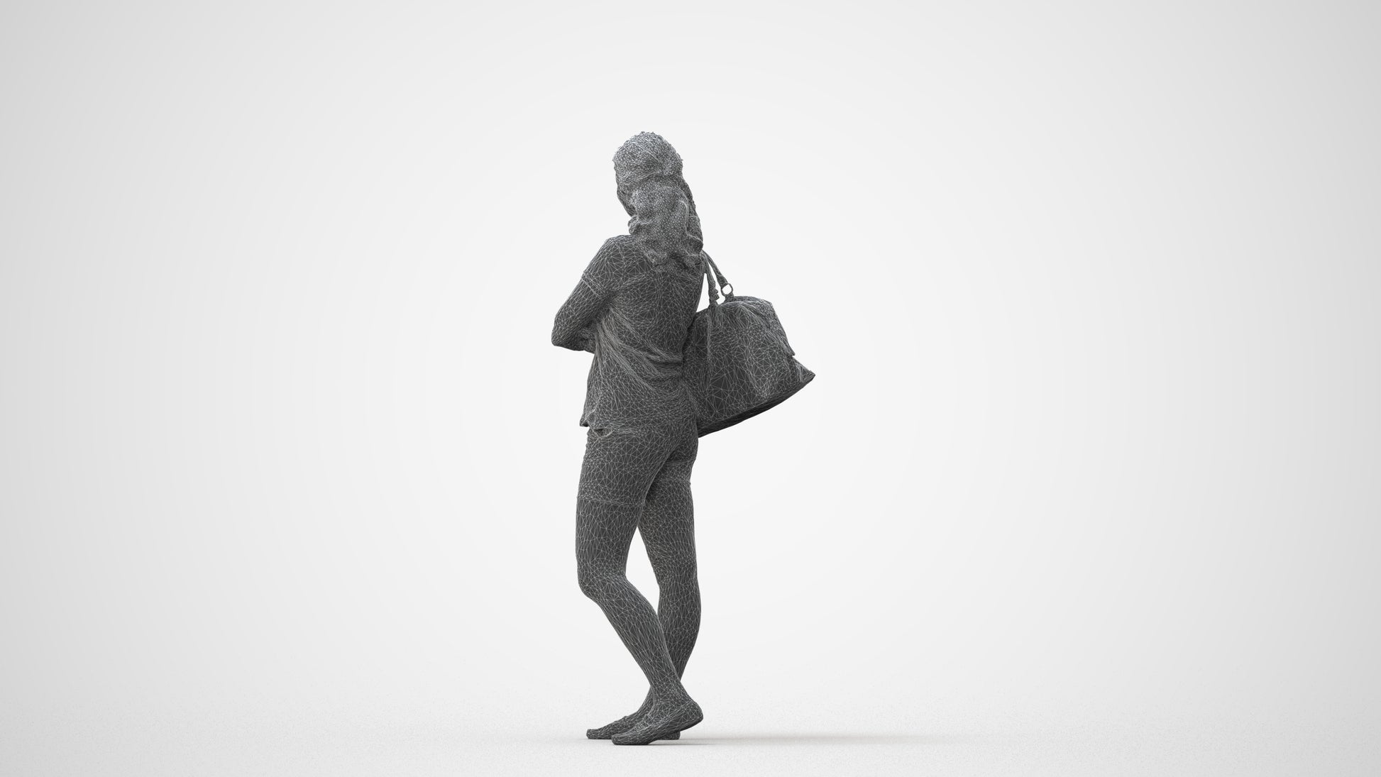 scanned 3D woman casual standing, photogrammetry people for Enscape and V-Ray, square thumbnail