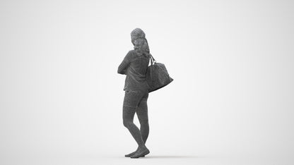 scanned 3D woman casual standing, photogrammetry people for Enscape and V-Ray, square thumbnail