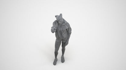 3D people model woman standing, scanned human for 3ds Max rendering, wireframe three-quarter view