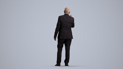 scanned 3D senior man business, photogrammetry people for Enscape and V-Ray, front view render