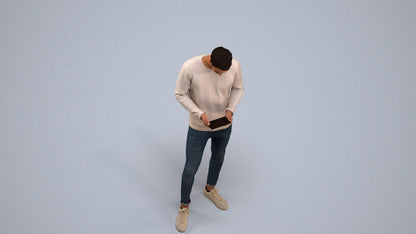 3D people model man casual standing, scanned human for 3ds Max rendering, back view render