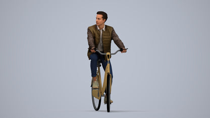 scanned 3D man casual cycling, photogrammetry people for Enscape and V-Ray, top-down view render
