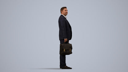 realistic 3D human man business, archviz people FBX OBJ for Blender, side view render