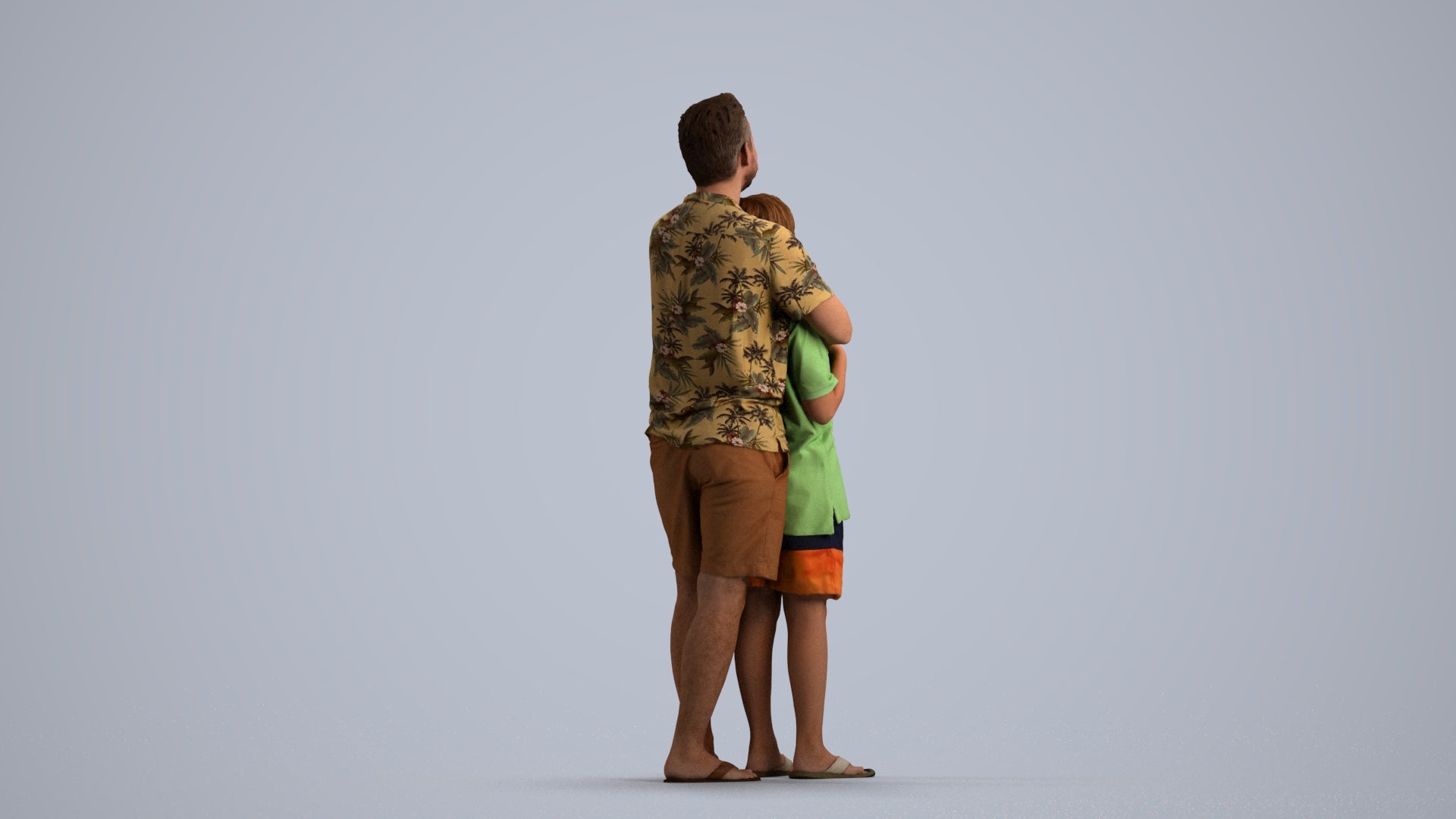 3D people model boy standing, scanned human for 3ds Max rendering, front view render