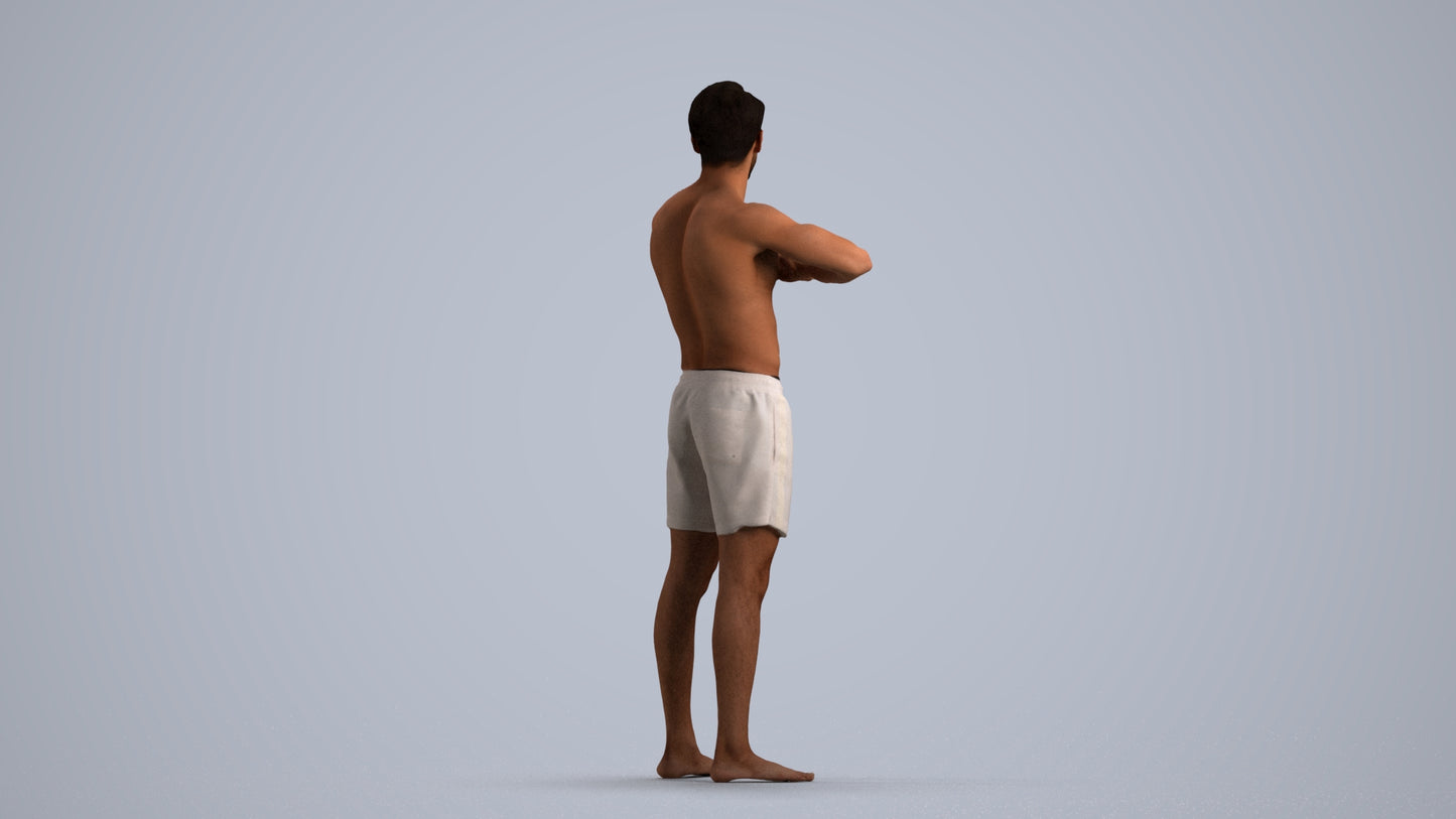 scanned 3D man pool, photogrammetry people for Enscape and V-Ray, front view render