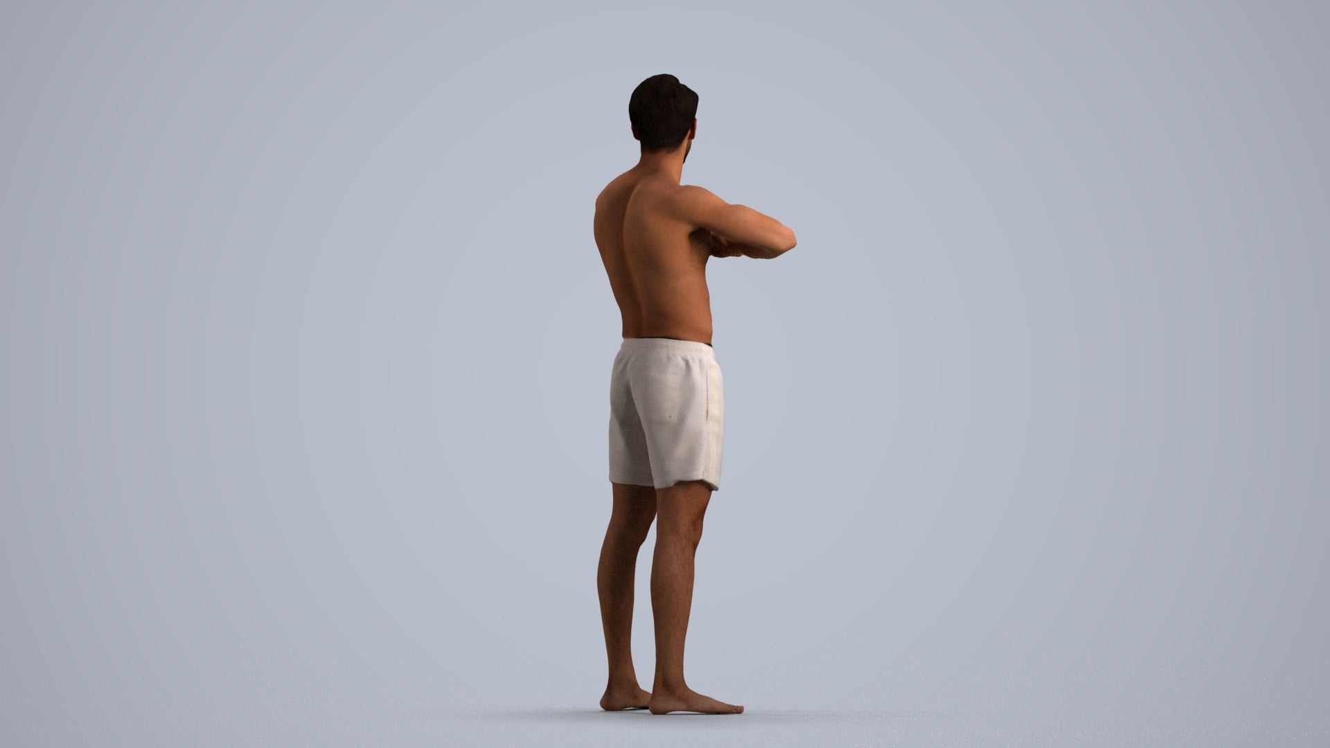 scanned 3D man pool, photogrammetry people for Enscape and V-Ray, front view render